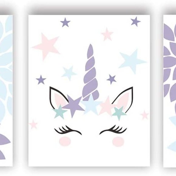 Set of (3) Unicorn Wall Poster Art Prints NWT - Picture 5 of 5
